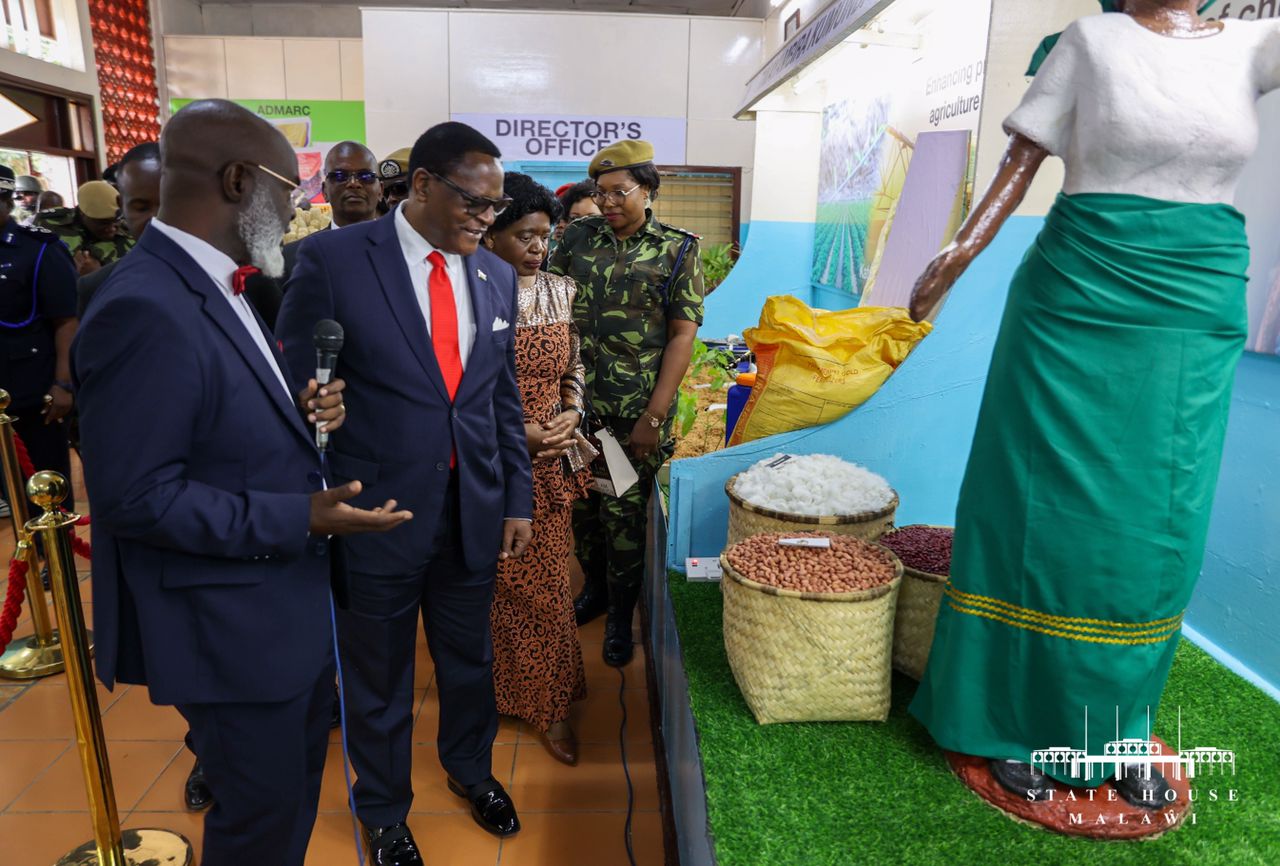 President Chakwera inspecting exhibitions at the Chichiri Trade Fair Grounds in Blantyre