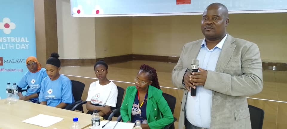 Kalaya addressing participants to national advocacy dialogue on menstrual health and hygiene in Lilongwe | Photo by Watipaso Mzungu